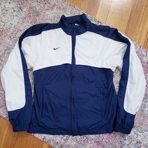 Nike Navy Blue & White Windbreaker Jacket Zip Up